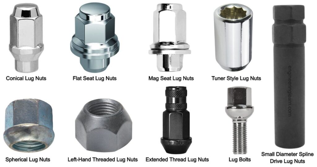 9 Types of Lug Nuts - Lug Nut Sizes (Lug Bolts Vs Lug Nuts)